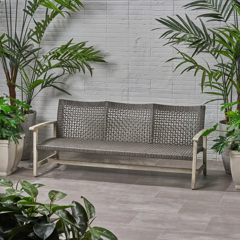 Canapé d'extérieur en bois d'acacia 3 places, Gris