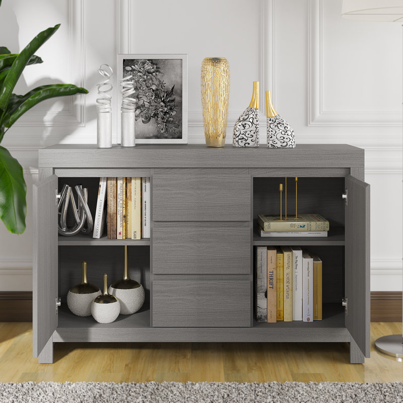 Ellani Cubbot Wide 2 Door 3 Drawer Sideboard, Cool Grey
