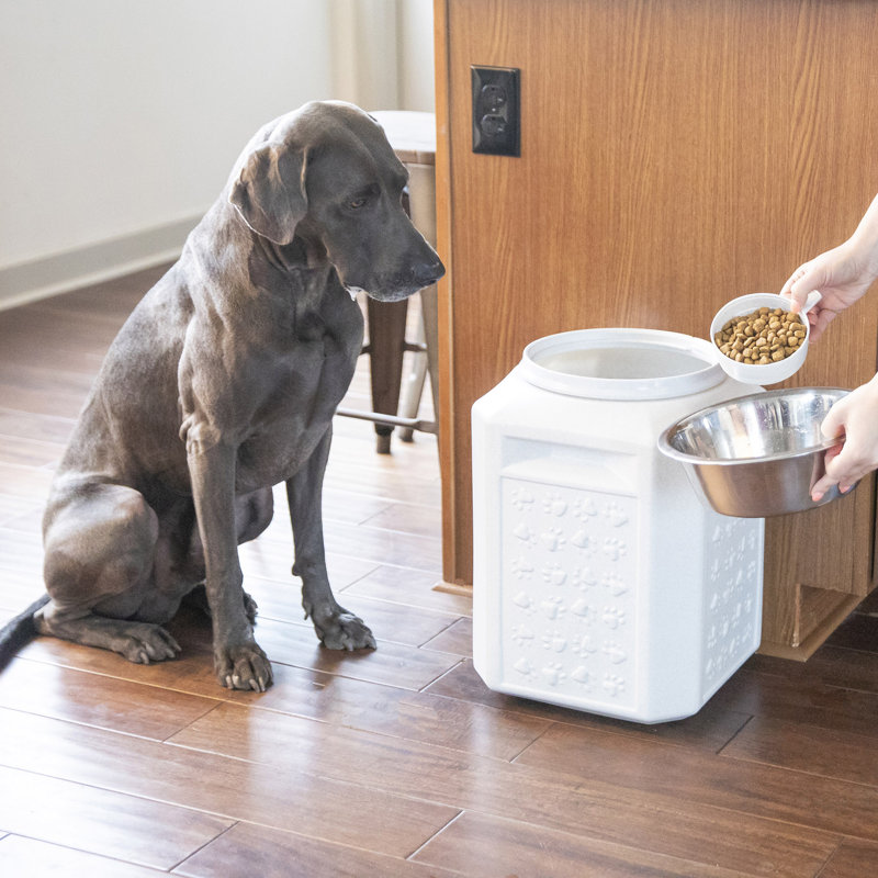 Gray Airtight Plastic Pet Food Storage Container with Twist Lid, 35 lb