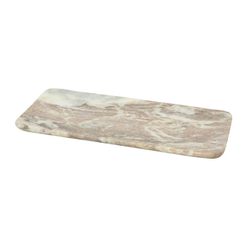 Beige and White Marble Serving Tray with Handles
