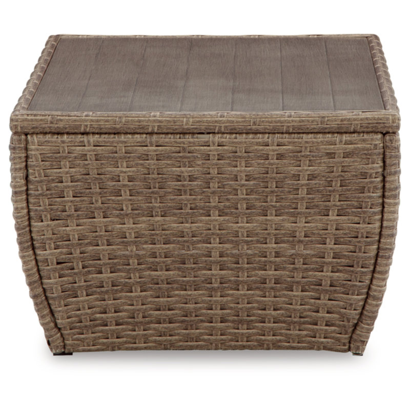 Beige Rectangular Resin Wicker Outdoor Coffee Table