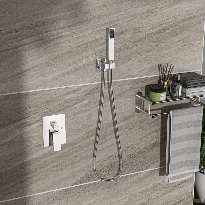 Dual Shower Head - 10 Inch Ceiling Mount With Rainfall And Handheld, Easy To Clean Nozzle Square In Mount, Handheld For Comfort