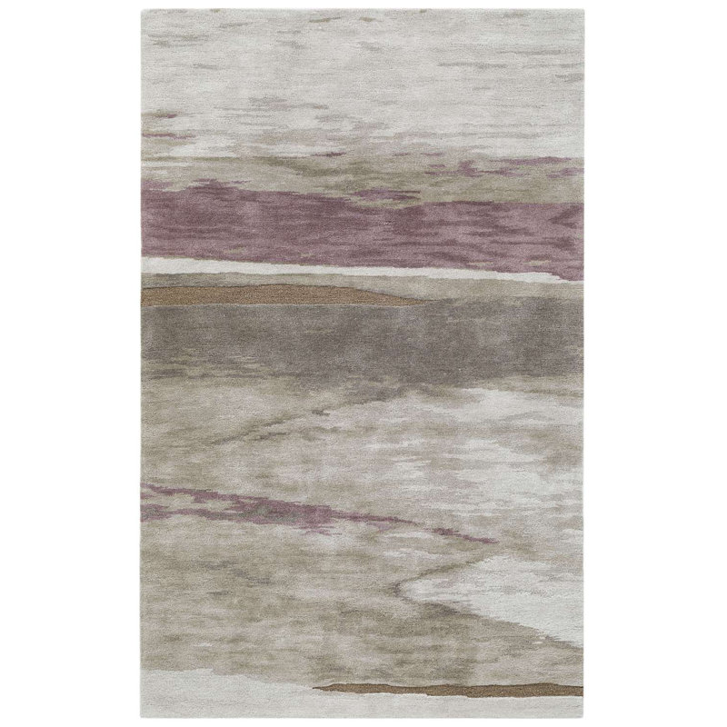 Horizon Rug: Modernist Hand Tufted Rug in Natural/Mauve Rug, Rectange 5' x 8'