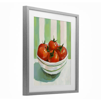 «Bowl of Fresh Tomatoes», reproduction sous verre encadrée, design par The Prints Vibe