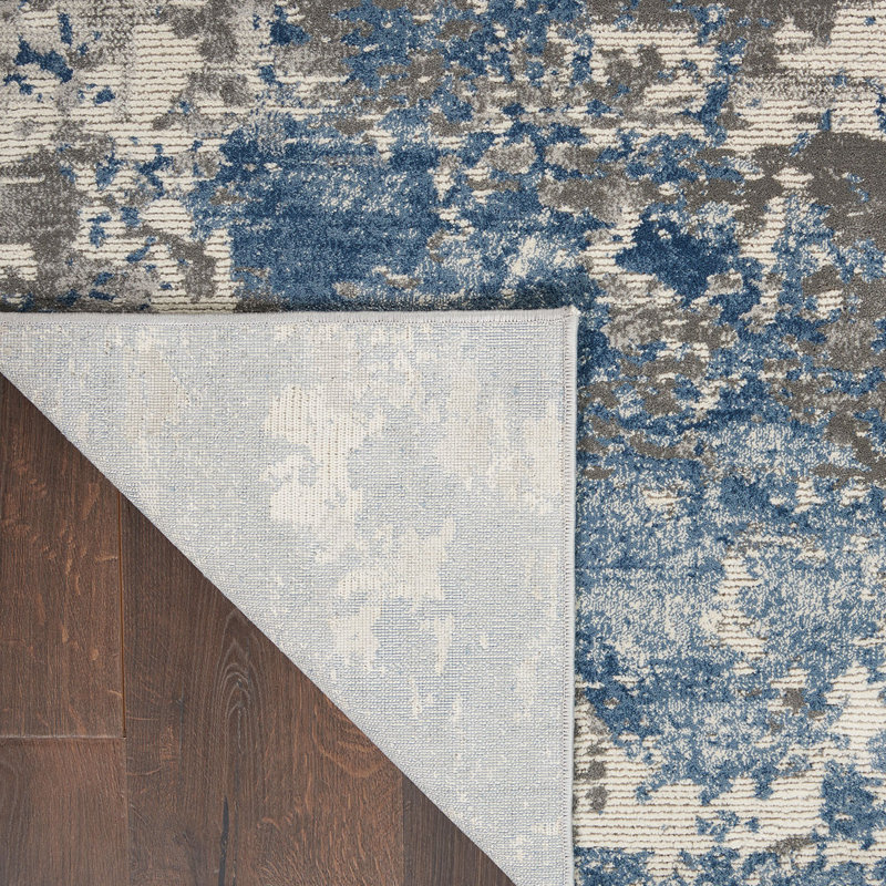Blue Rug, Luxurious Modern Abstract Rug, 10Mm Thick Stain Resistant Rug For Bedroom, & Dining Room, Rectangle 120 x 180cm