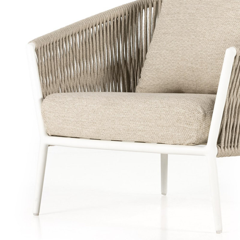 Porto Outdoor Armchair, Faye Sand Cushion/White Frame, Olefin