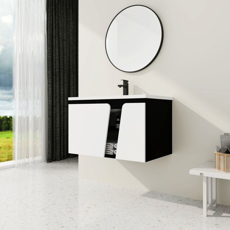 Meuble-lavabo flottant mural avec lavabo simple, 20.13" H x 31.73" W x 19.93" D
