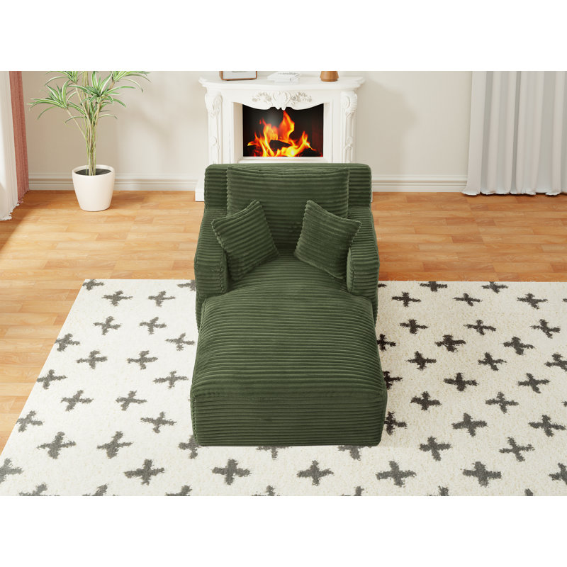Très grande chaise longue d'intérieur, canapé rembourré en velours côtelé moderne, aucun assemblage requis, canapé-lit confortable pour le salon, le bureau
