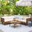 Eli Patio 4-Piece Acacia Wood Sectional Sofa Set With Removable Cushions-1479641950