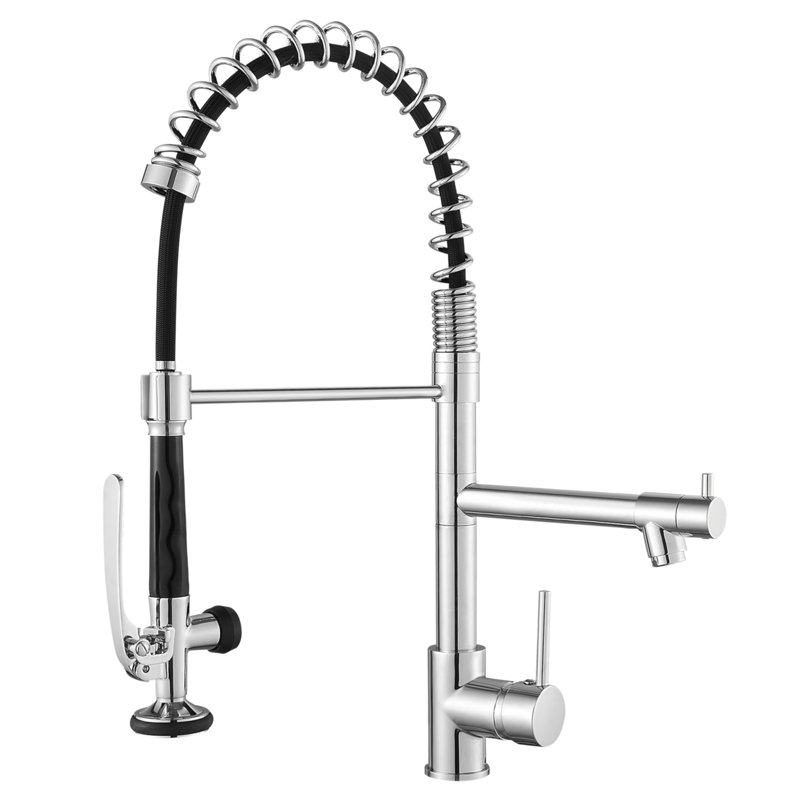 Robinet de cuisine avec douchette rétractable, robinet d'évier de cuisine à poignée simple, Chrome chrome
