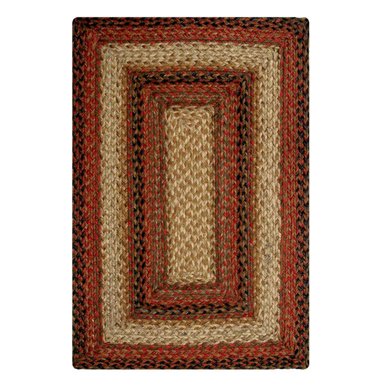 Tapis d'escalier Kimpel, Beige / rouge / noir, Rectangle 8 po x 2 pi 4 po