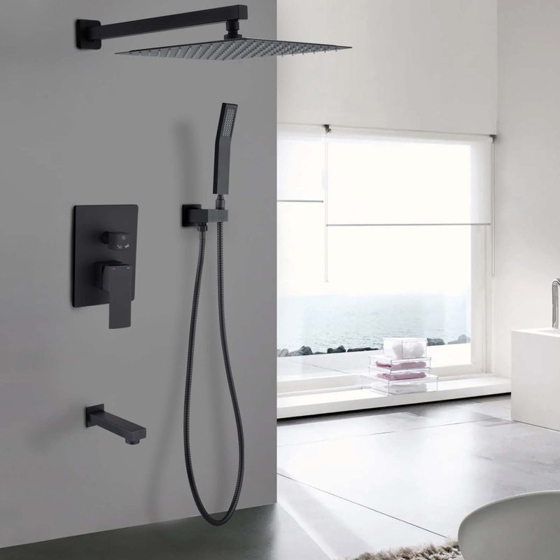 Système de douche complet avec valve brute, Nickel brossé