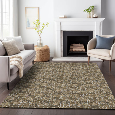 Tapis brun Prisco lavable à la machine de qualité supérieure