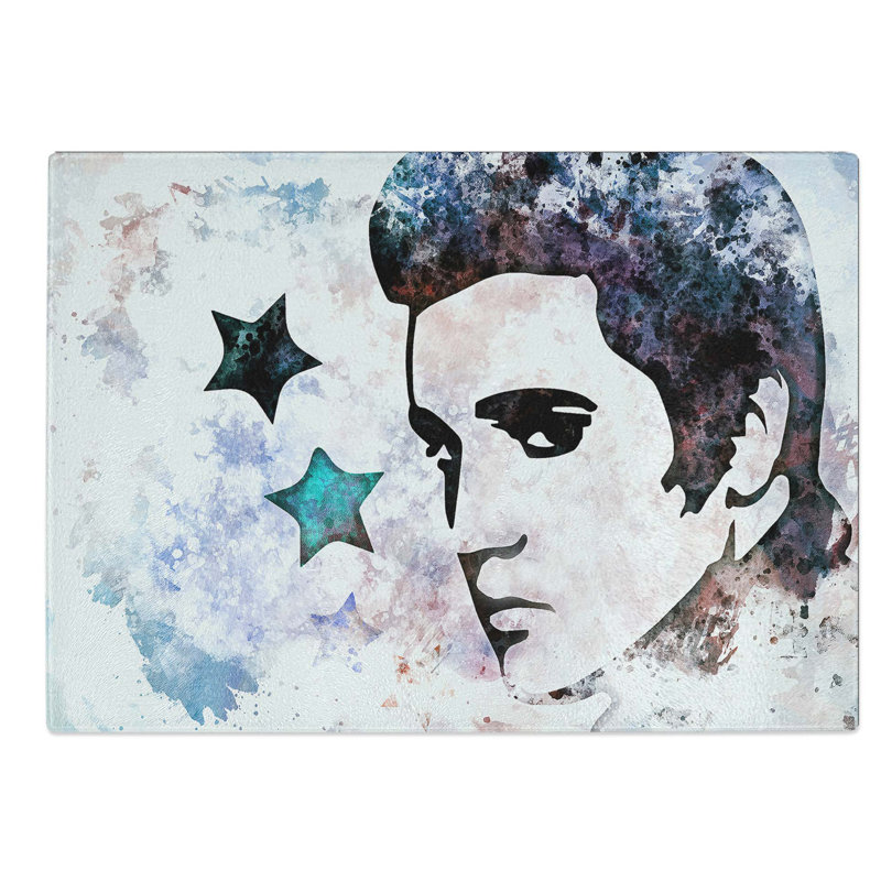 Glass Elvis Presley Stars in Abstract Chopping Board, 39 cm W x 28.5 cm L