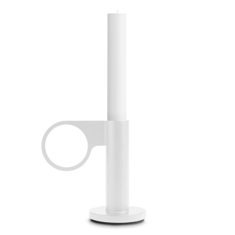 Who Goes There? Candlestick, Putty, 4" H x 4" W