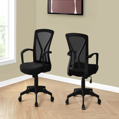 Black Mesh Black Metal Office Chair, Adjustable Height, Swivel, Ergonomic, Armrests, Computer Desk Work, Contemporary Modern