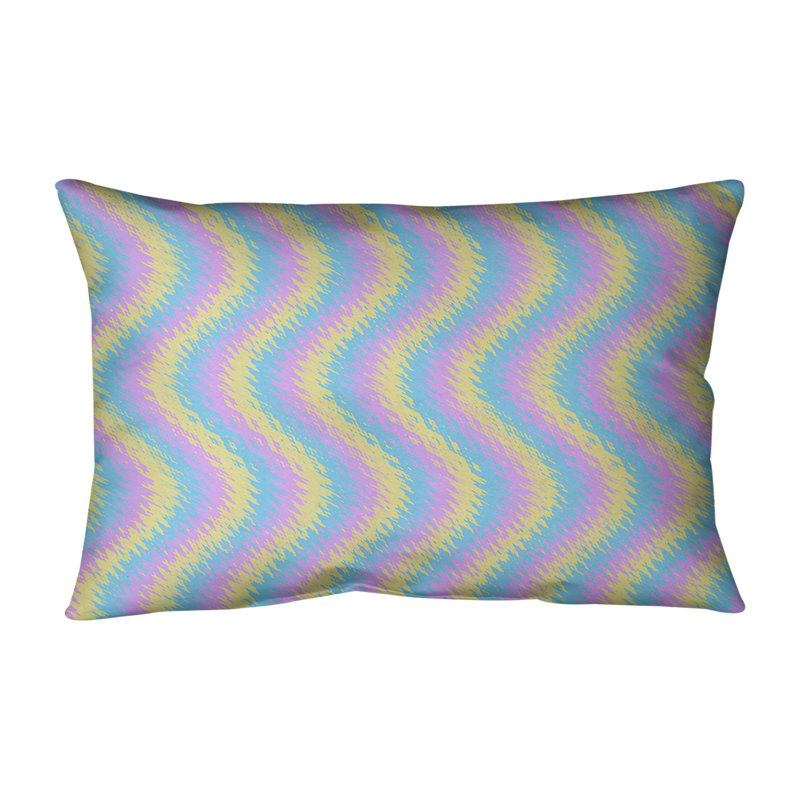 Coussin lombaire rayé intérieur / extérieur Katelyn Elizabeth, Mauve/jaune