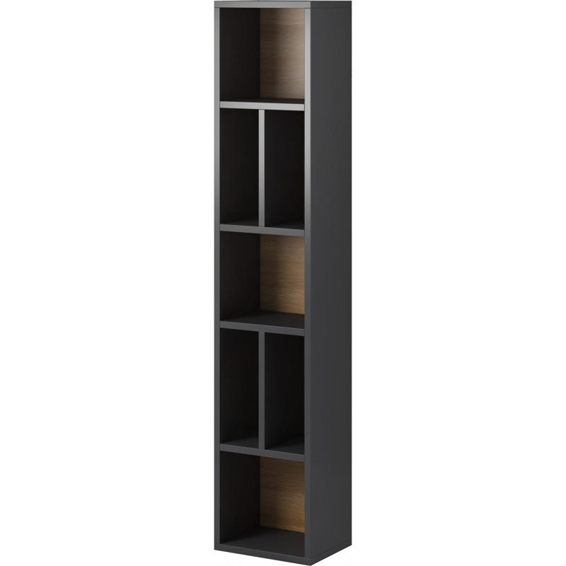 Toledo 159cm H x 32cm W Standard Bookcase, Grey/Oak
