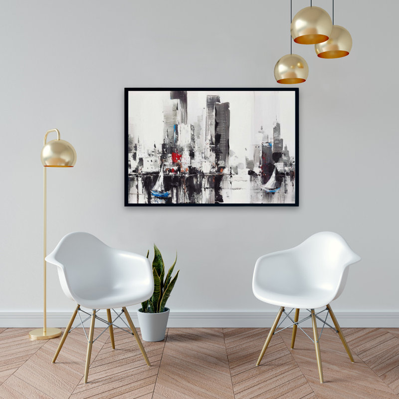 " Abstract Boats With Cityscape "