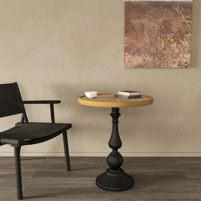 Table ronde en bois à des fins décoratives - Rehausse l'ambiance du métal et du bois