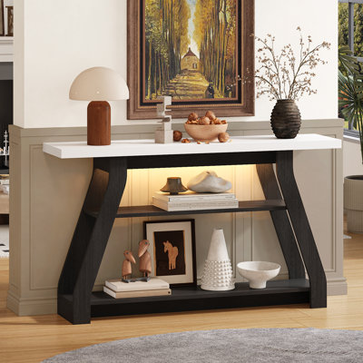 Console 55 po pour table de vestibule avec lumières à ruban, canapé 3 couches Tabel