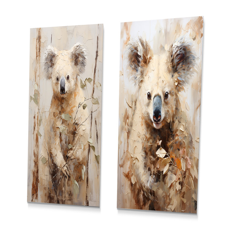 Koala en peluche grimpant - ensemble de 2 reproductions en métal koala, H 28 po x l 24 po
