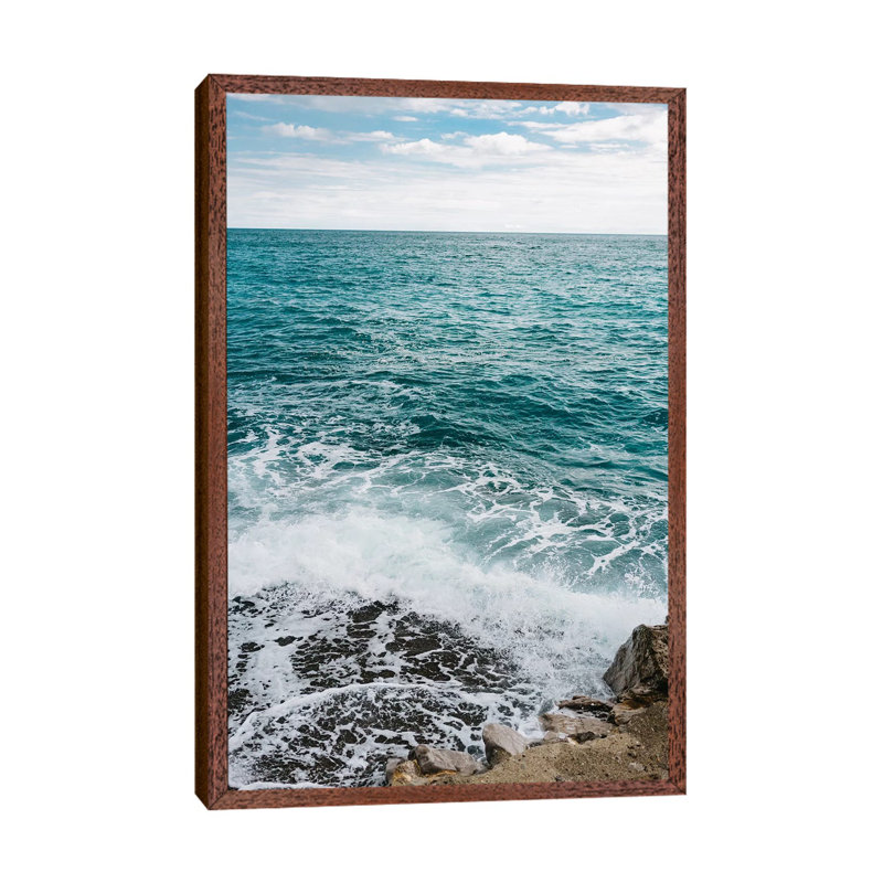 Amalfi Coast Water VI by Bethany Young - Print on Canvas, Classic Brown Wood Framed, 101.6cm H x 66.04cm W x 3.81cm D