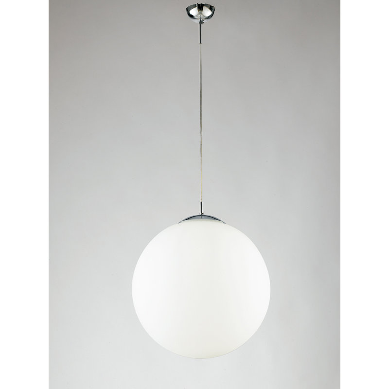 Veronica 1 - Light Chrome/White Sphere Pendant, 48cm H x 49cm W x 49cm D, Silver