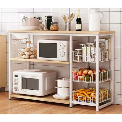 Chariot de rangement à 2 niveaux pour cuisine - cadre en acier et panneau de fibres à densité moyenne, conception moderne pour la cuisine et le salon