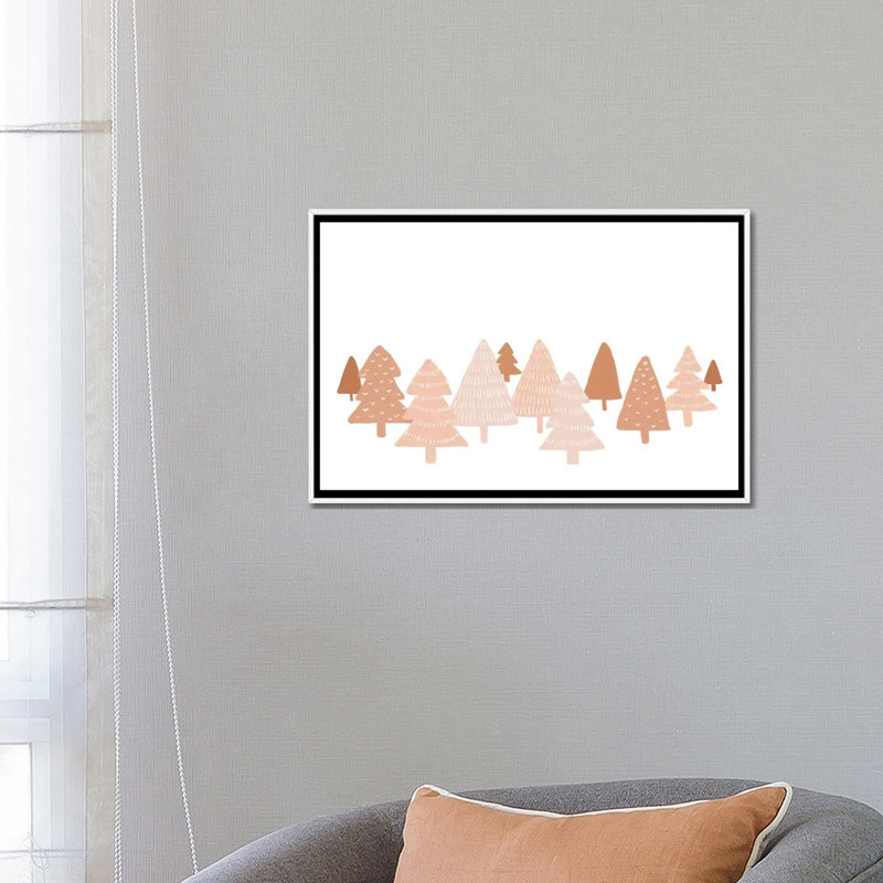 "Blush Winter Trees" par Orara studio, reproduction d’art, H 18 po x l 26 po x P 1,5 po, Toile blanche encadrée, Pas de tapis