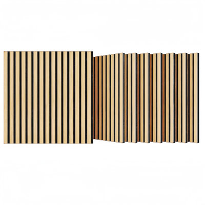 23.62" x 23.62" Acoustic Wood Wall Paneling, Decorative Soundproof Panels for Walls and Ceilings, 3D Slat Wood Wall Panels