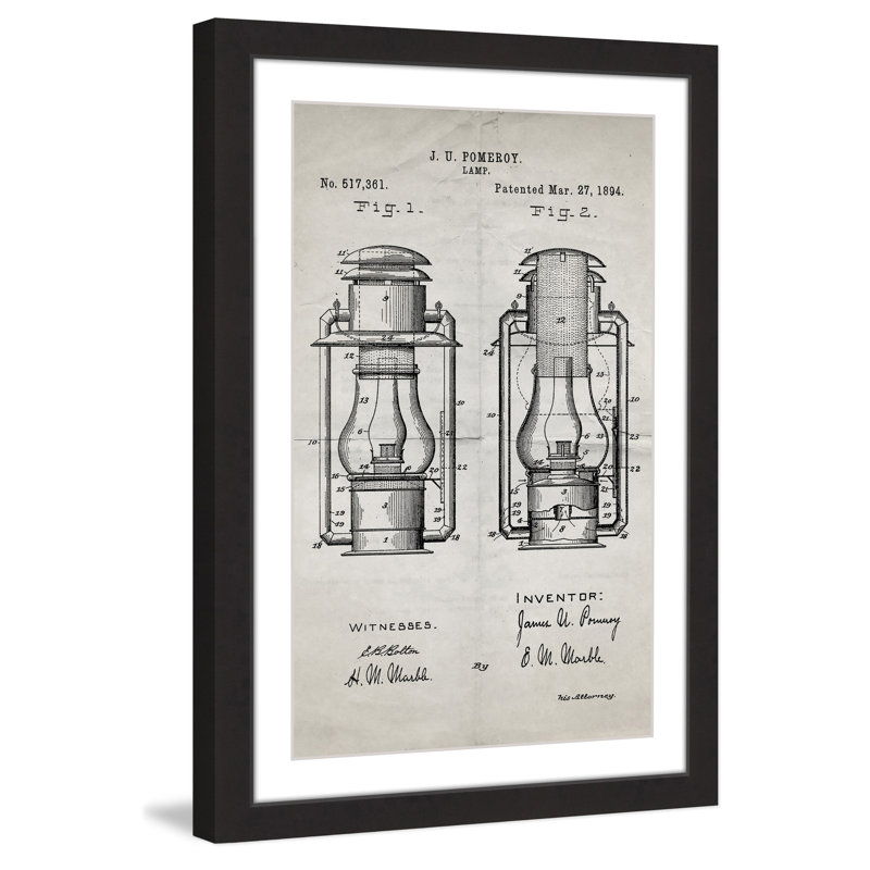 « lanterne 1894 old paper » par steve king, reproduction d’art encadrée, H 36 po x l 24 po x P 1,5 po