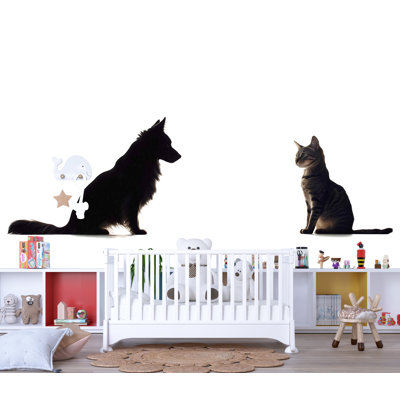 Adhésif mural chien chat, autocollant mural pour animal de compagnie, autocollant silhouette chien et chat, art mural animal, décoration murale amoureux des animaux de compagnie, décalque mural animal moderne, 504Mv