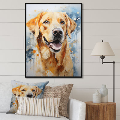 «Dog Labrador Dreams», reproduction d'art sur toile encadrée
