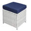 9 pièces en tissu bleu et bistro - chaises, repose-pieds, table avec 4 repose-pieds
