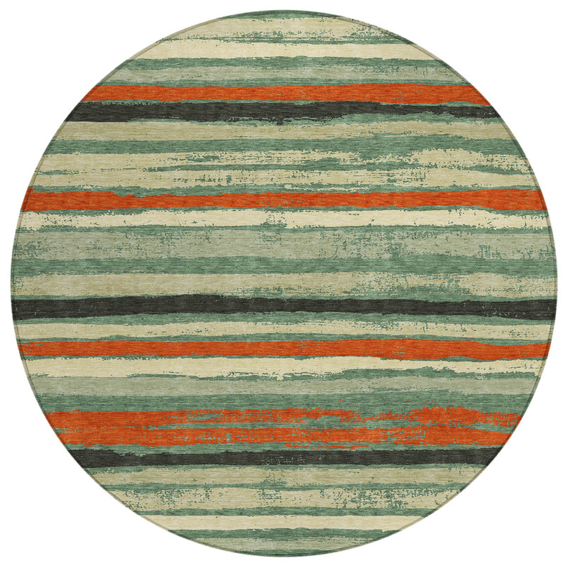 Sylira Green Washable Indoor-Outdoor Rug - , 2'3" x 7'6"