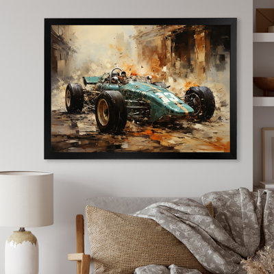 Illustration rétro rétro de voiture de sport - voiture de course, art mural