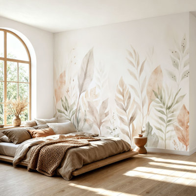Papier peint adhésif à peler et coller Bordure transparente tropicale à motif aquarelle de feuilles exotiques auto-adhésives, papier contact mural amovible pour salon, chambre à coucher H 69 po x l 96 po