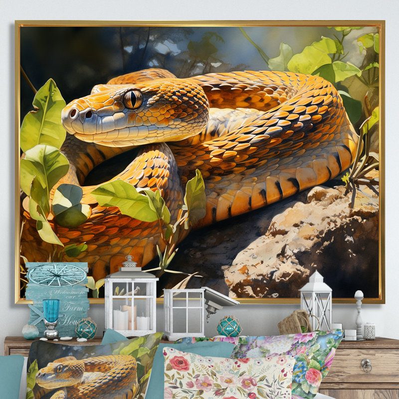 Serpents de Serpentard sur toile, Cadre flottant doré, H 12 po x l 20 po x P 1 po
