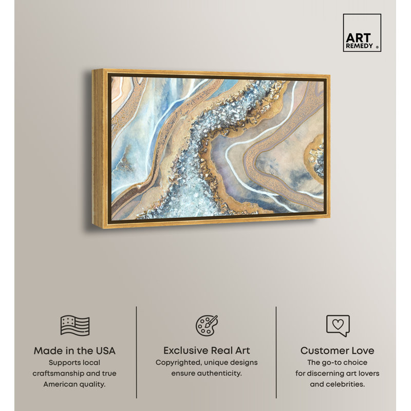 Luxurious Gold Framed Abstract Geode Canvas Wall Art, 16 x 11