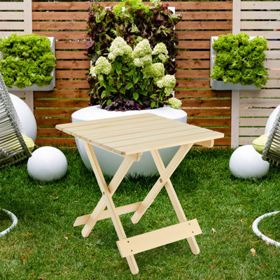 Table pliante carrée d'extérieur en bois massif pour terrasse, balcon, conception portable peu encombrante