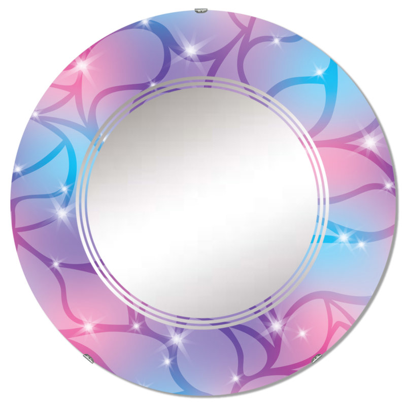 Abstrait violet et mauve avec étincelles - Miroir mural moderne rond, 32 po x 32 po