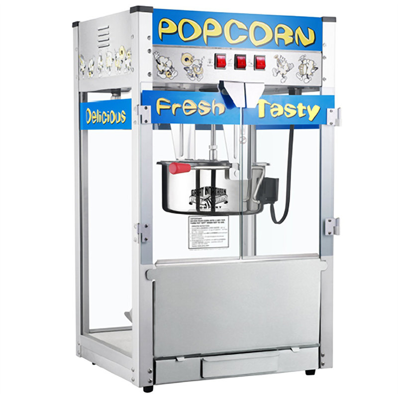 Machine à maïs soufflé Pop Heaven - bouilloire en acier inoxydable 12 oz, plateau à grains Reject, lumière chauffante et accessoires par Great Northern Popcorn (bleu)