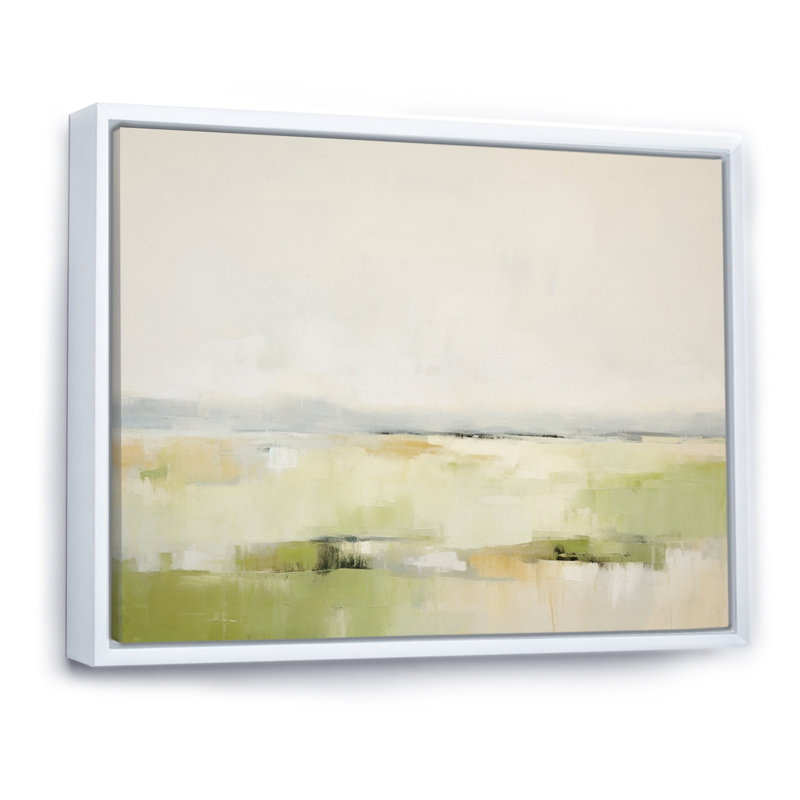 «Meadow Minimalist Pastoral II», reproduction sur toile, H 24 po x l 32 po, Cadre flottant blanc