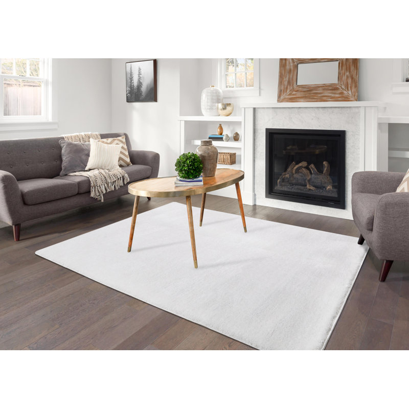 Edalene Solid Colour Shag Area Rug, Rectangle 60cm x 110cm