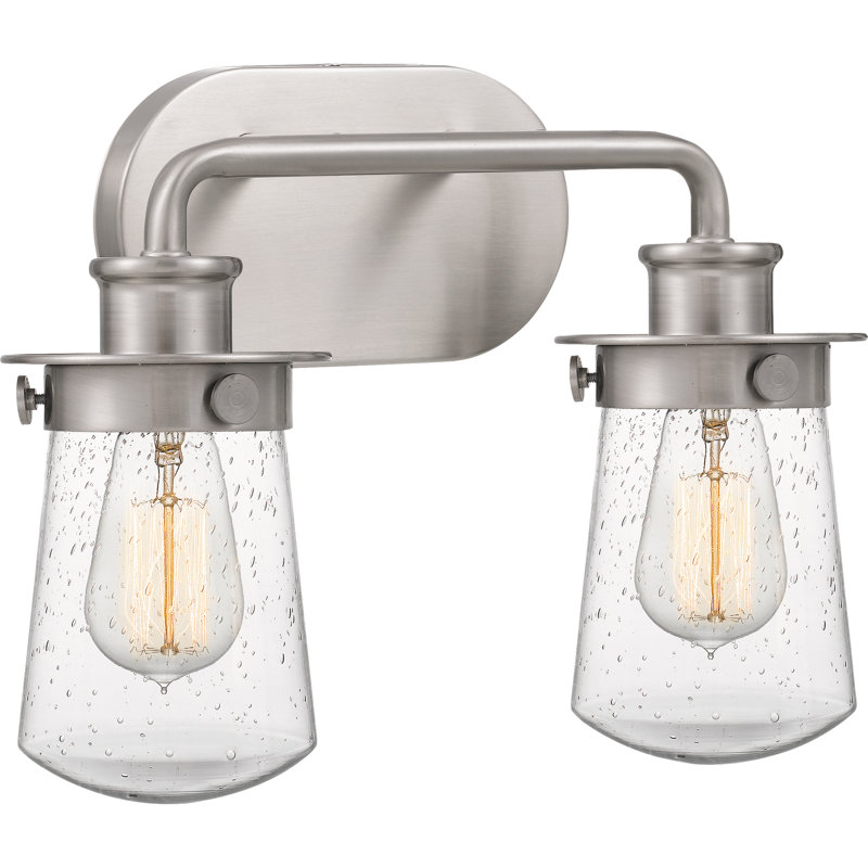 Éclairage pour salle de bain à intensité variable 2 lumières DeRon, Nickel brossé