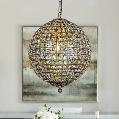 Lustre globe en bronze antique Jaemir