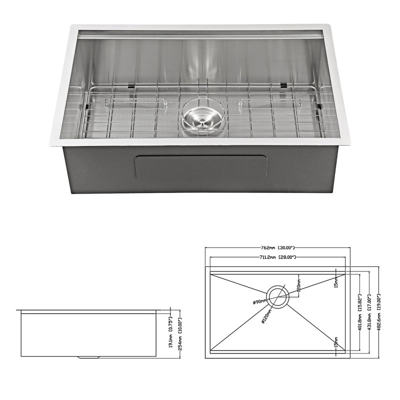 Undermount Workstation Kitchen Sink Single Bowl