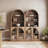 71" Tall Arched Bookshelf with Glass Doors, Set of 2, Camel-1986716426