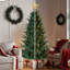 Arbre de Noël 6 pi en cèdre pré-éclairé, 1718 pointes de branches, matériau réaliste en PVC + PE, 300 lumières à DEL blanc chaud, conception à charnières, toucher réaliste, arbre de Noël artificiel pour la maison, le bureau
